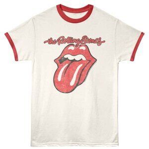 The Rolling Stones Tongue Logo White Red Ringer T-Shirt